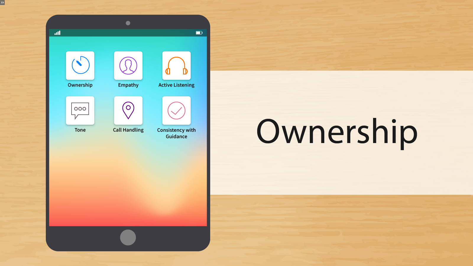 a title slide resembling a tablet home screen