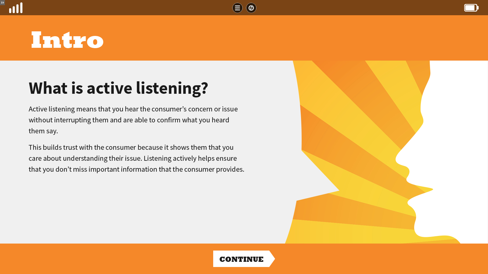a highly stylized slide explaining active listening