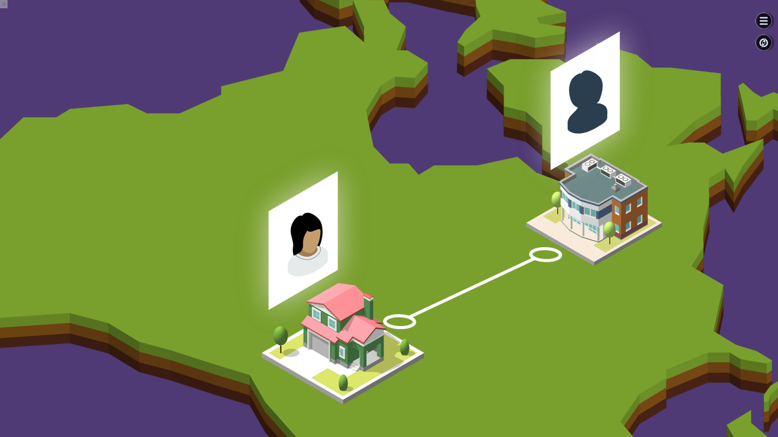 a slide illustrating a chatter and a customer service representative connecting across the country