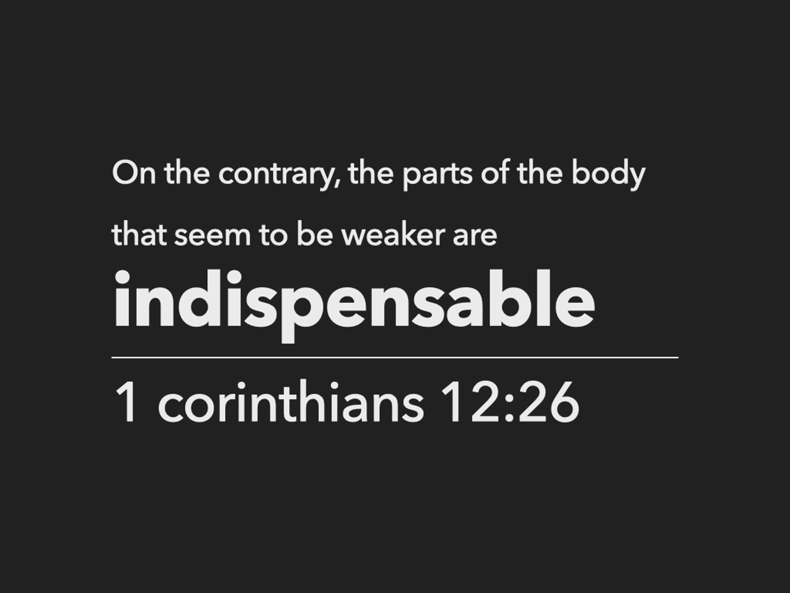 slide with scripture from 1 corinthians 12, 26