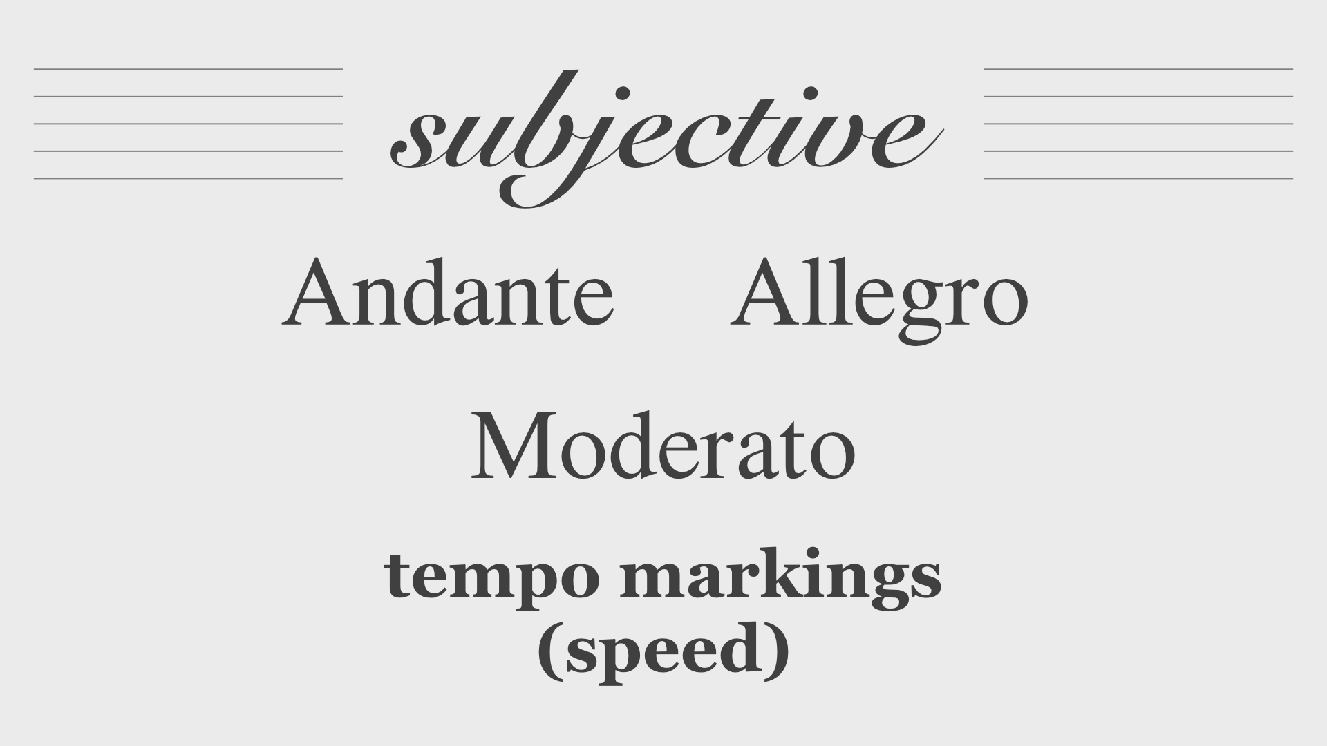slide with various musical tempo markings